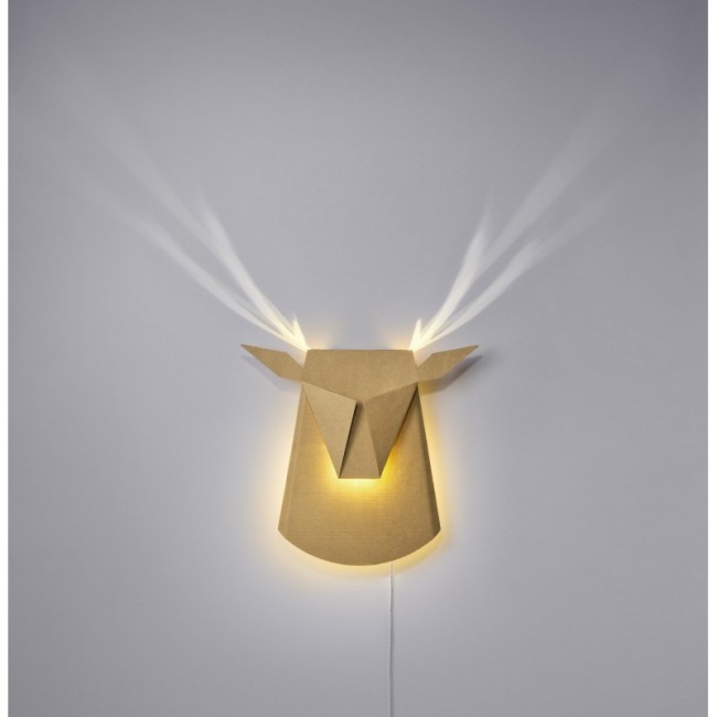 Popuplighting Deer Head 네츄럴 CARDBOARD 플러그 FIXTURE COMES WITH A CORD AND ON OFF SWITCH