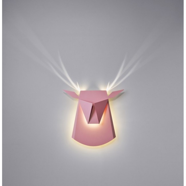 Popuplighting Deer Head 핑크 알루미늄 STEEL 하드와이어 CAN BE WIRED TO ELECTRICITY POINT IN THE ROOM