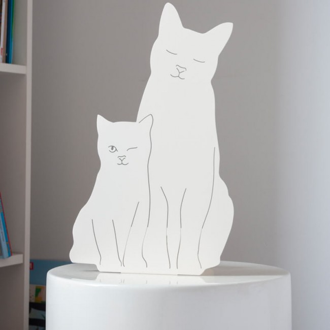 Goodnight Light Decoupage Lamp Kitties IVORY 화이트