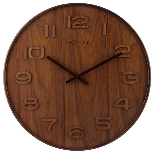 넥스타임 Wood Wood 벽시계 Big 브라운 NeXtime Wood Wood Wall Clock Big  Brown 01299