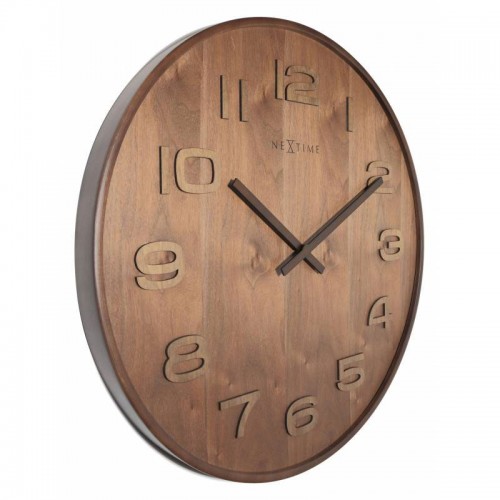 넥스타임 Wood Wood 벽시계 미디움 브라운 NeXtime Wood Wood Wall Clock Medium  Brown 01290