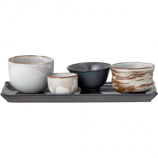 블루밍빌 Masami Sushi Set With 볼S / 트레이 스톤웨어 Bloomingville Masami Sushi Set With Bowls / Tray Stoneware 03763
