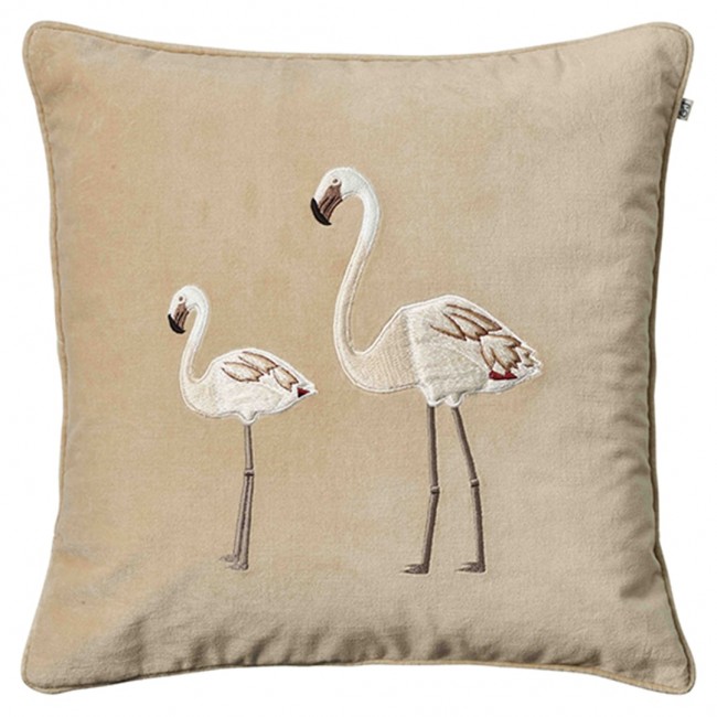 샤트왈앤욘손 Embroidered 플라밍고 쿠션 커버 50x50 cm Beige Chhatwal & Jonsson Embroidered Flamingo Cushion Cover 50x50 cm  Beige 02927