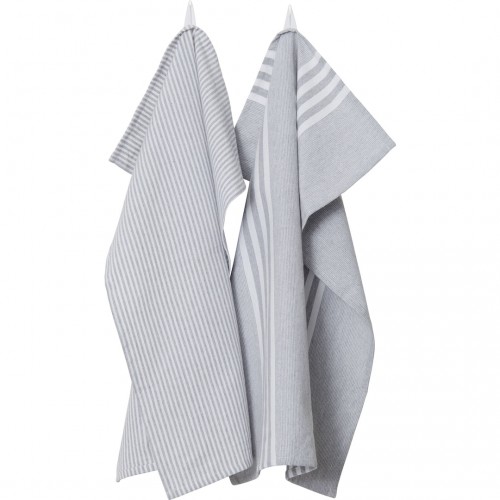 리사이클드 바이 윌 Ronja+ Robin Tea Towel 50x70 cm 2-pack Grey / 화이트 Recycled by Wille Ronja+ Robin Tea Towel 50x70 cm 2-pack  Grey / White 02667