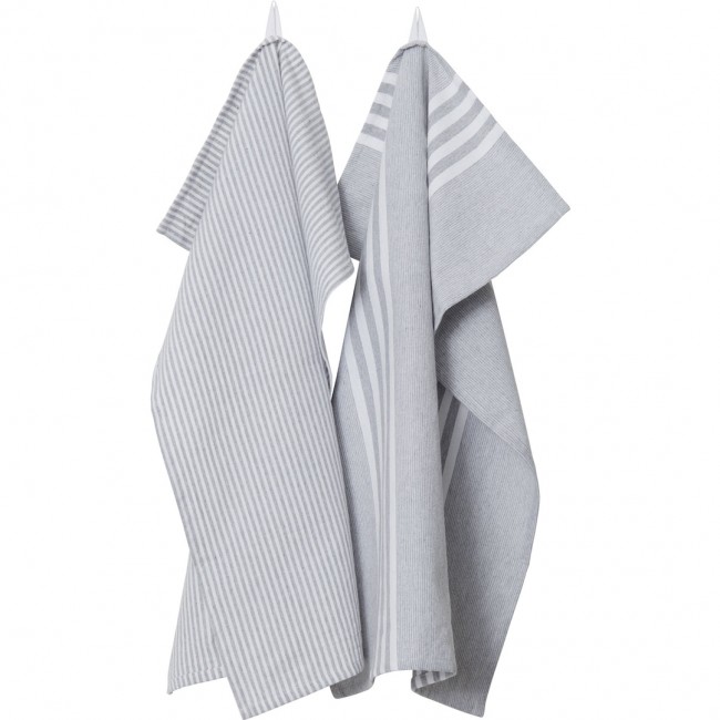 리사이클드 바이 윌 Ronja+ Robin Tea Towel 50x70 cm 2-pack Grey / 화이트 Recycled by Wille Ronja+ Robin Tea Towel 50x70 cm 2-pack  Grey / White 02667