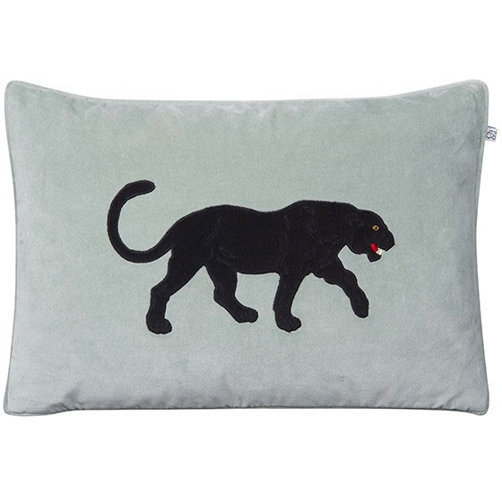 샤트왈앤욘손 Embroidered 블랙 Panther 쿠션 커버 40x60 cm Aqua Chhatwal & Jonsson Embroidered Black Panther Cushion Cover 40x60 cm  Aqua 02340