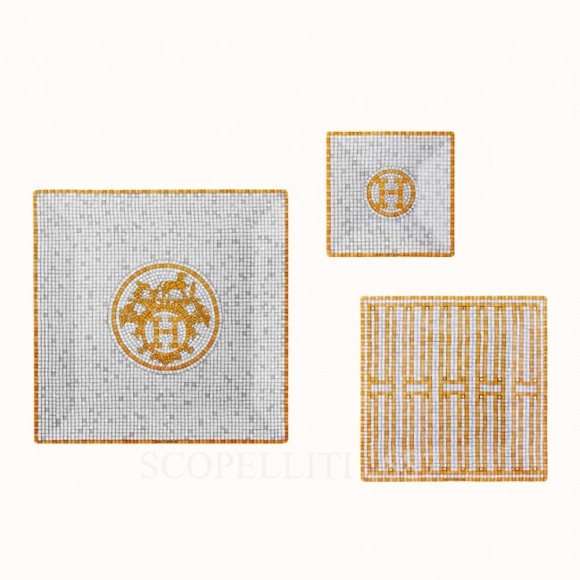 에르메스 Mosaique au 24 gift set of 3 사각 스퀘어 접시 (n°1 to n°3) Hermes Mosaique au 24 gift set of 3 square plates (n°1 to n°3) 00070