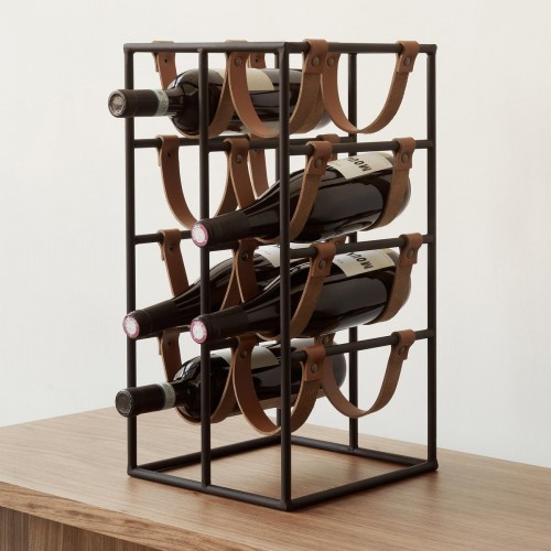 메누 - Umanoff wine rack for 8 bottles steel 블랙 (RAL 9005) / 레더 브라운 Menu - Umanoff wine rack for 8 bottles  steel black (RAL 9005) / leather brown 13539