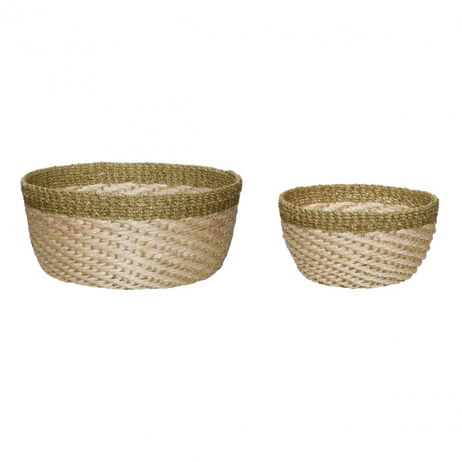 힙쉬 - Palm Storage basket 카키 (set of 2) Huebsch Interior - Palm Storage basket  khaki (set of 2) 08788