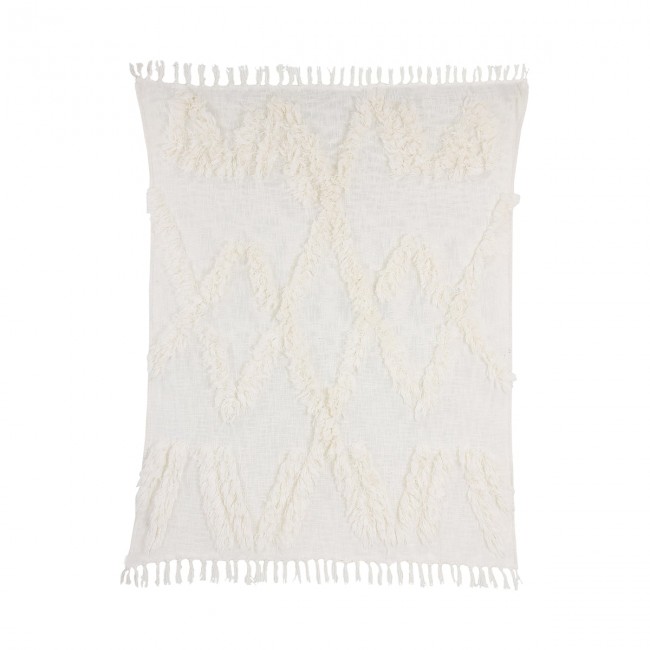 에이치케이리빙 - 담요 블랭킷 with F링ES 125 x 150 cm 화이트 HKliving - Blanket with fringes  125 x 150 cm  white 07466