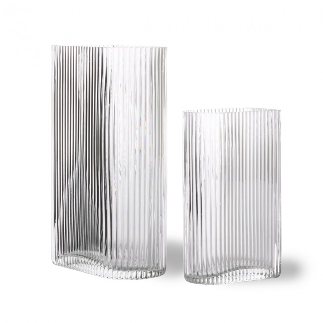 에이치케이리빙 - Ribbed 글라스 화병 꽃병 clear (set of 2) HKliving - Ribbed Glass vase  clear (set of 2) 03947