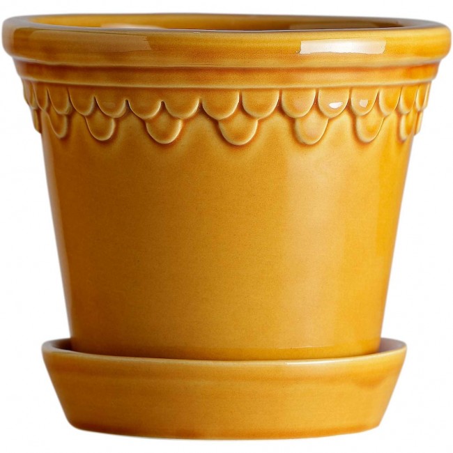 베르그 포터 코펜하겐 Pot With 소서 옐로우 14 cm Bergs Potter Copenhagen Pot With Saucer Yellow  Ø14 cm 06415