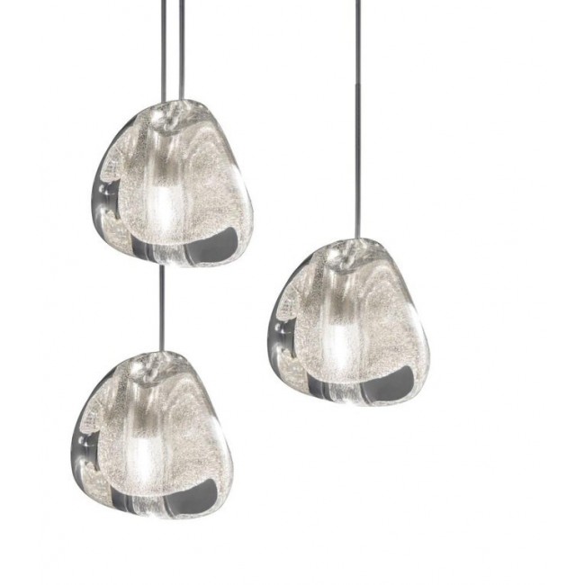 테르자니 Mizu 캐노피 with 3 펜던트S LED 1-10V/Push dim 실버 / 니켈 Terzani Mizu canopy with 3 pendants  LED 1-10V/Push dim Silver / Nickel 19618