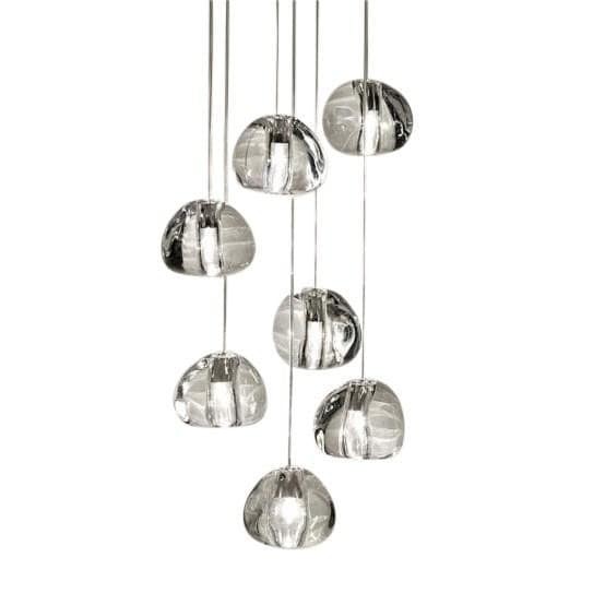 테르자니 Mizu 캐노피 with 7 펜던트S LED 1-10V/Push dim 트랜스페런트 / 니켈 Terzani Mizu canopy with 7 pendants  LED 1-10V/Push dim Transparent / Nickel 19489