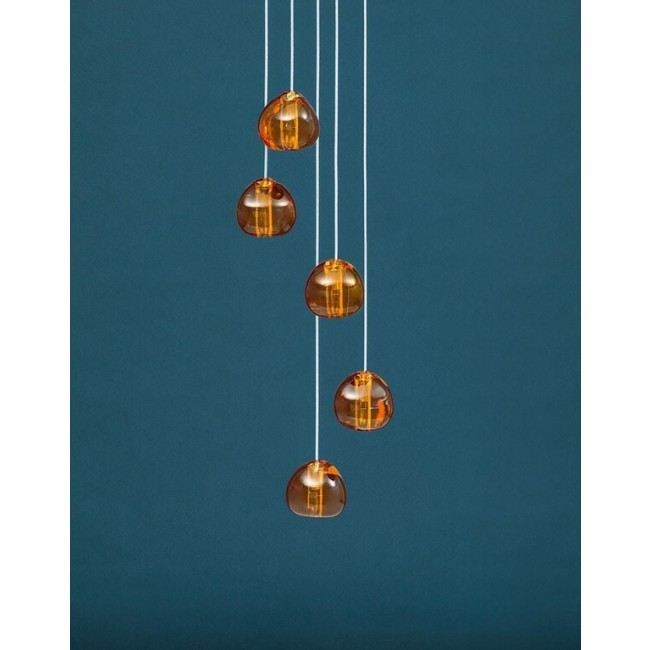 테르자니 Mizu 캐노피 with 7 펜던트S LED 1-10V/Push dim 코냑 / 화이트 Terzani Mizu canopy with 7 pendants  LED 1-10V/Push dim Cognac / White 19485