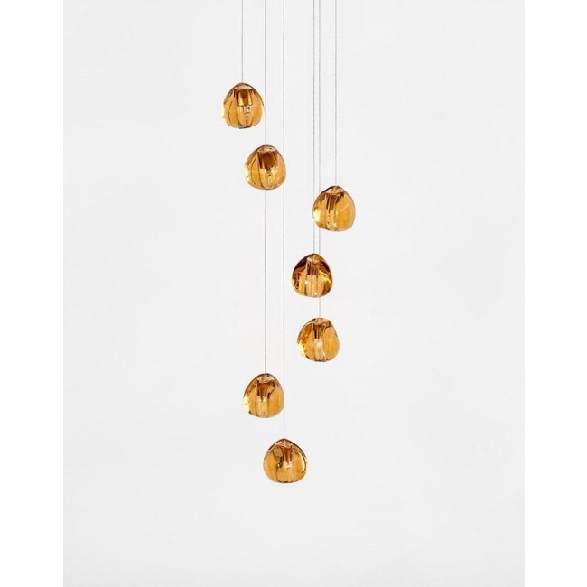 테르자니 Mizu 캐노피 with 7 펜던트S LED 1-10V/Push dim 샴페인 / 화이트 Terzani Mizu canopy with 7 pendants  LED 1-10V/Push dim Champagne / White 19484