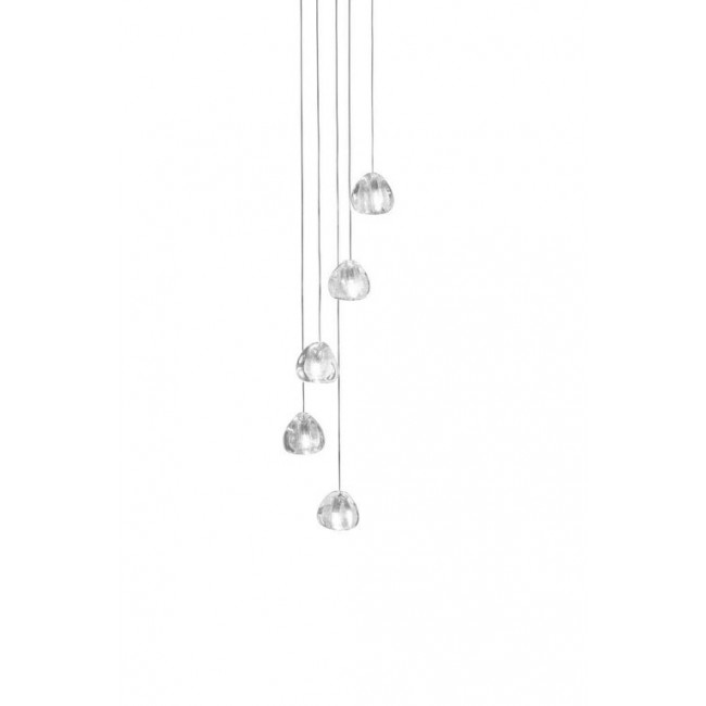 테르자니 Mizu 캐노피 with 5 펜던트S LED 1-10V/Push dim 실버 / 니켈 Terzani Mizu canopy with 5 pendants  LED 1-10V/Push dim Silver / Nickel 19464
