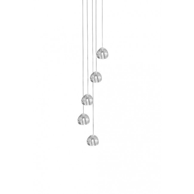 테르자니 Mizu 캐노피 with 5 펜던트S 1-10V/PWM dim 트랜스페런트 / 니켈 Terzani Mizu canopy with 5 pendants  1-10V/PWM dim Transparent / Nickel 19447