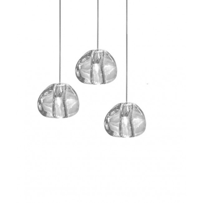 테르자니 Mizu 캐노피 with 3 펜던트S LED DALI dim 트랜스페런트 / 화이트 Terzani Mizu canopy with 3 pendants  LED DALI dim Transparent / White 13269