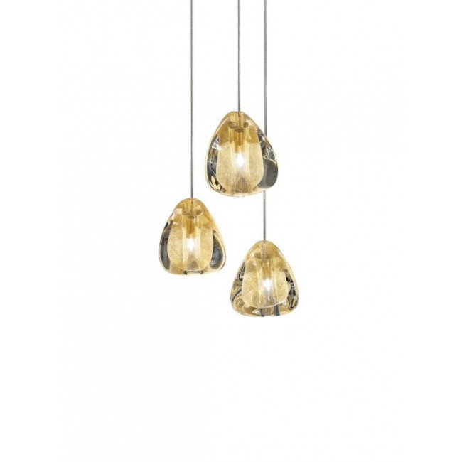 테르자니 Mizu 캐노피 with 3 펜던트S LED DALI dim 골드 / 화이트 Terzani Mizu canopy with 3 pendants  LED DALI dim Gold / White 13263