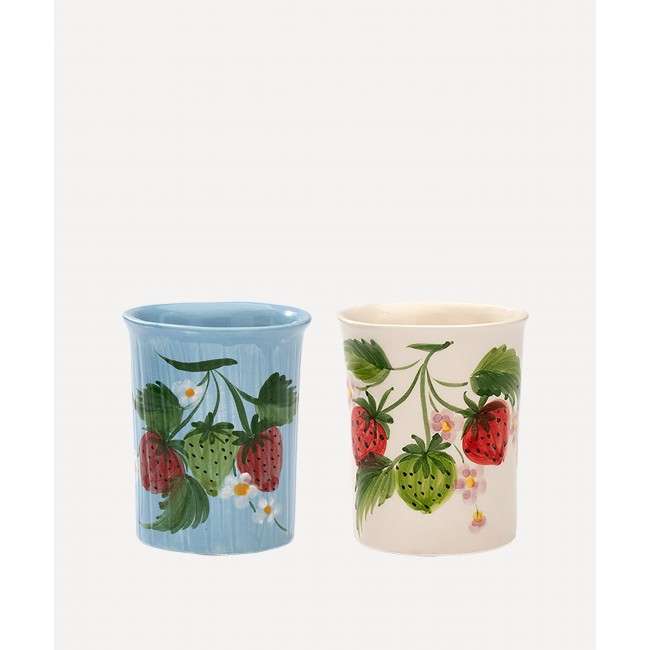 안나 + 니나 스트로베리 Fields 세라믹 Cups 2세트 구성 Anna + Nina Strawberry Fields Ceramic Cups Set of Two 00419