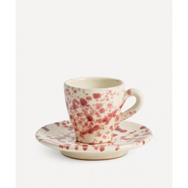 핫 포터리 Espresso 컵앤소서 Set Cranberry Hot Pottery Espresso Cup and Saucer Set Cranberry 00415