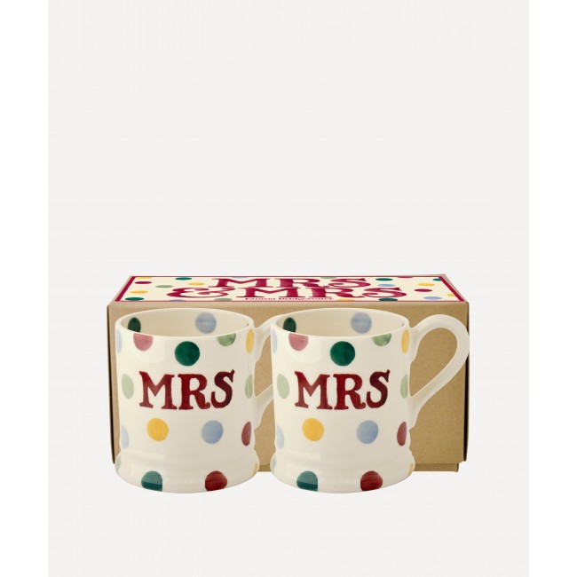 엠마 브릿지워터 Polka Dot Mrs and Mrs Boxed Half-Pint 머그 2세트 구성 Emma Bridgewater Polka Dot Mrs and Mrs Boxed Half-Pint Mugs Set of Two 00409