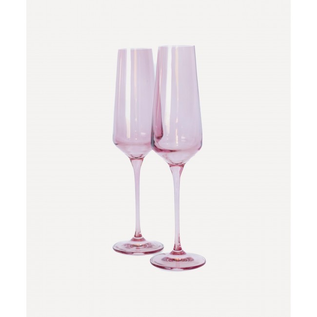 에스텔 컬러드 글라스 로즈 샴페인 플루트 2세트 구성 Estelle Colored Glass Rose Champagne Flutes Set of Two 00321