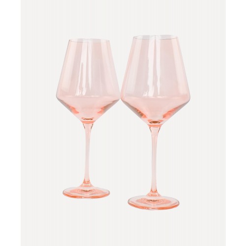 에스텔 컬러드 글라스 Blush 핑크 Stemware 2세트 구성 Estelle Colored Glass Blush Pink Stemware Set of Two 00297