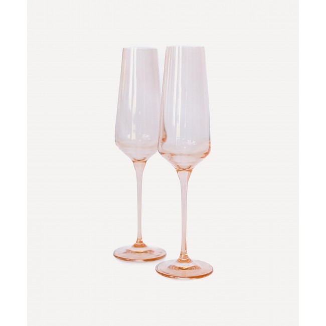 에스텔 컬러드 글라스 Blush 핑크 샴페인 플루트 2세트 구성 Estelle Colored Glass Blush Pink Champagne Flutes Set of Two 00279