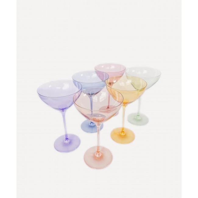 에스텔 컬러드 글라스 레인보우 Pastel Martini 글라스ES 6세트 구성 Estelle Colored Glass Rainbow Pastel Martini Glasses Set of Six 00278