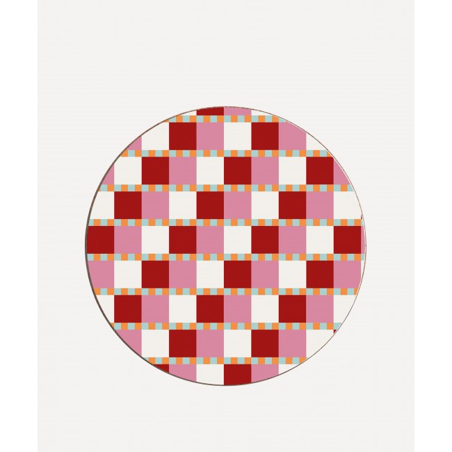발루 Checkered Hearts Coaster Red Balu Checkered Hearts Coaster Red 00249