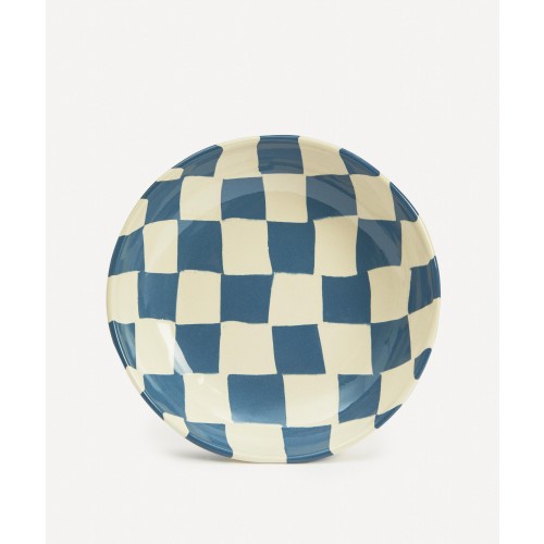 헨리 홀랜드 스튜디오 블루 and 화이트 Checkerboard 파스타볼 Henry Holland Studio Blue and White Checkerboard Pasta Bowl 00167