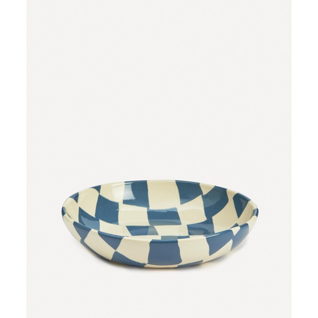 헨리 홀랜드 스튜디오 블루 and 화이트 Checkerboard 파스타볼 Henry Holland Studio Blue and White Checkerboard Pasta Bowl 00167
