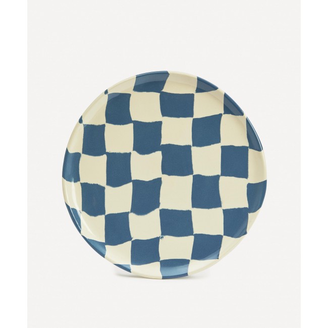 헨리 홀랜드 스튜디오 블루 and 화이트 Checkerboard 디너접시 Henry Holland Studio Blue and White Checkerboard Dinner Plate 00055