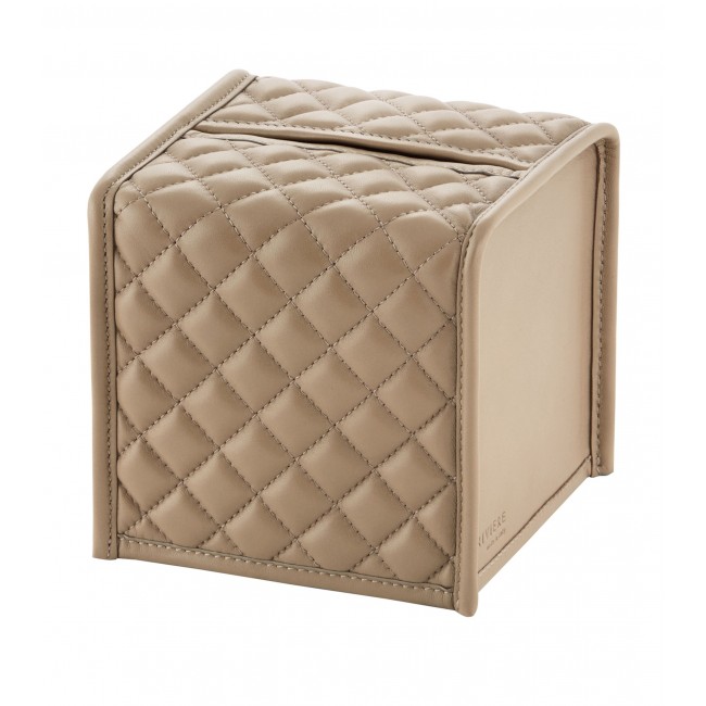 리비에르 Quilted 레더 사각 스퀘어 Tissue Box Riviere Quilted Leather Square Tissue Box 05949