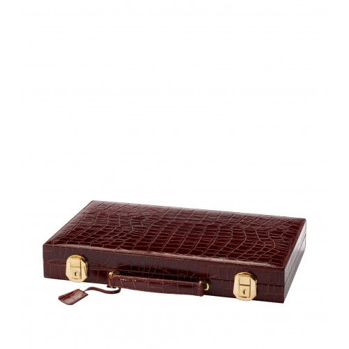아스피날 오브 런던 Croc-Embossed 레더 Backgammon Set Aspinal Of London Croc-Embossed Leather Backgammon Set 03209