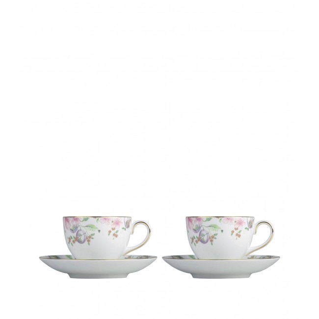 웨지우드 Sweet 플럼 티컵S and 소서 (Set of 2) Wedgwood Sweet Plum Teacups and Saucers (Set of 2) 01369