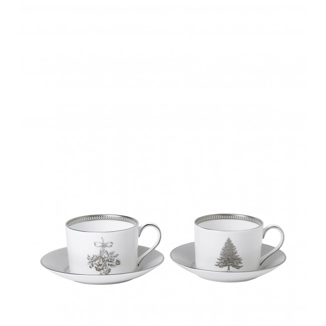 웨지우드 윈터 화이트 티컵S and 소서 (Set of 2) Wedgwood Winter White Teacups and Saucers (Set of 2) 01228