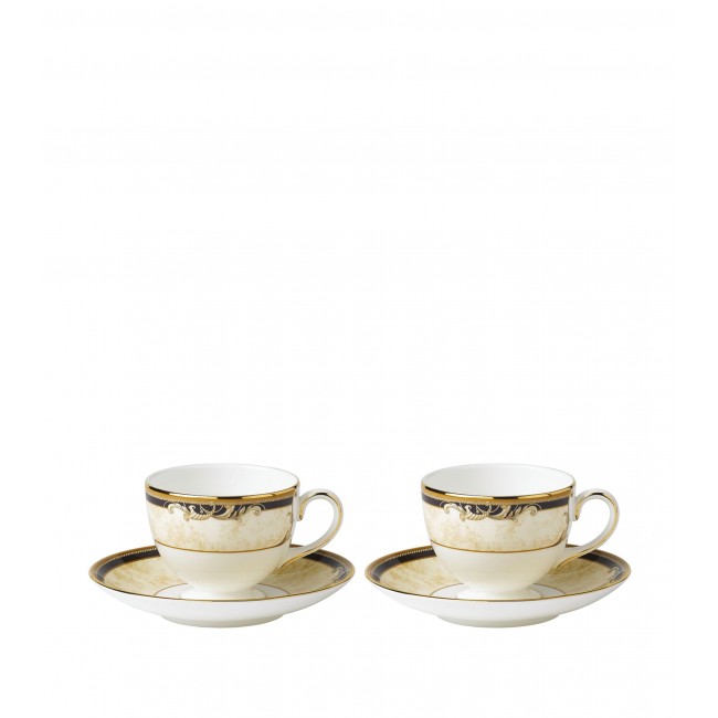 웨지우드 Cornucopia 티컵S and 소서 (Set of 2) Wedgwood Cornucopia Teacups and Saucers (Set of 2) 01218