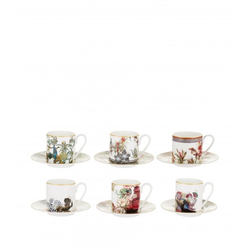로베르토 카발리 홈 플라워 Print TEA컵앤소서S (Set of 6) Roberto Cavalli Home Flower Print Teacup And Saucers (Set of 6) 00745