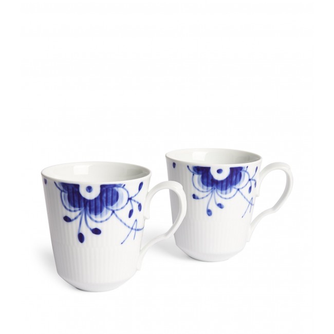 로얄 코펜하겐 Set of 2 블루 Fluted 메가 머그 (370ml) Royal Copenhagen Set of 2 Blue Fluted Mega Mugs (370ml) 00681