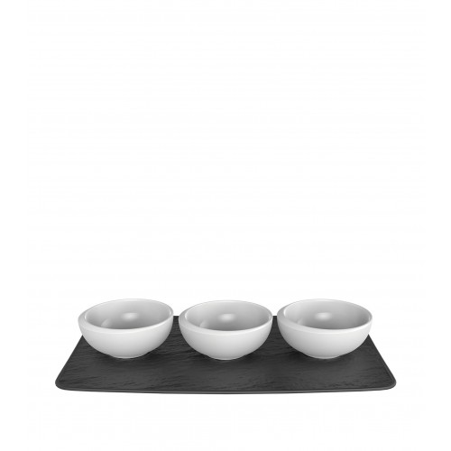 빌레로이 앤 보흐 뉴문 Dip 볼 And Presentation 접시 (Set Of 4) Villeroy & Boch Newmoon Dip Bowl And Presentation Plate (Set Of 4) 00534