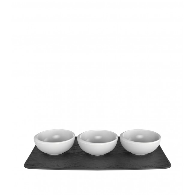 빌레로이 앤 보흐 뉴문 Dip 볼 And Presentation 접시 (Set Of 4) Villeroy & Boch Newmoon Dip Bowl And Presentation Plate (Set Of 4) 00534