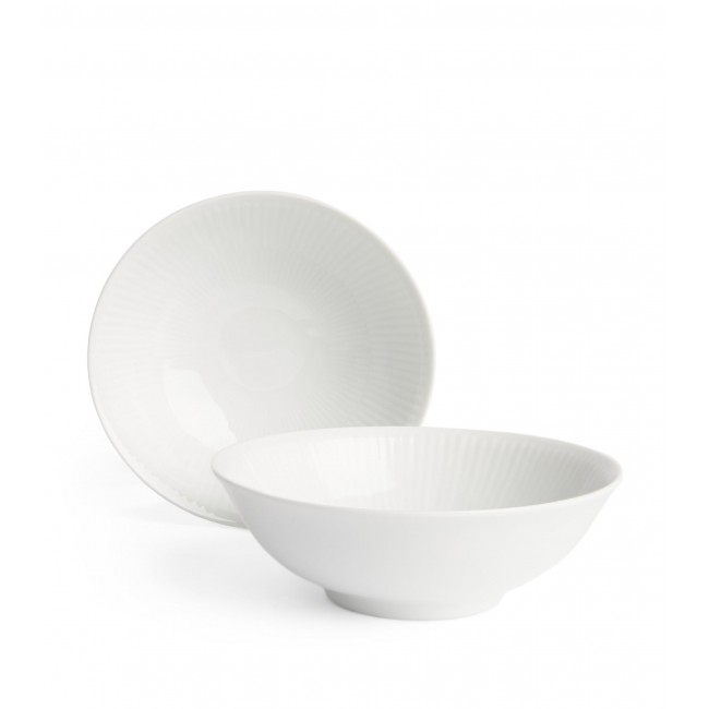 로얄 코펜하겐 Set of 2 화이트 Fluted 볼S (15cm) Royal Copenhagen Set of 2 White Fluted Bowls (15cm) 00498