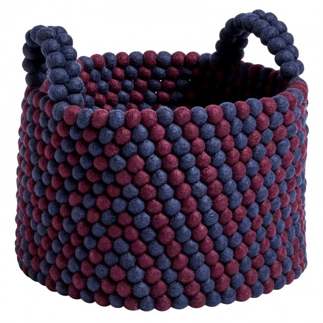 HAY 헤이 Bead basket with handles 40 cm burgundy chevron HA508453