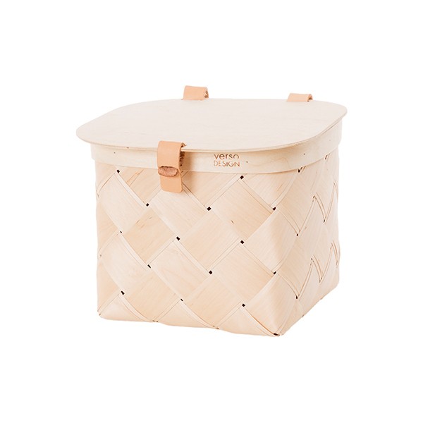 Verso Design Lastu birch basket with lid S VDWB14-201