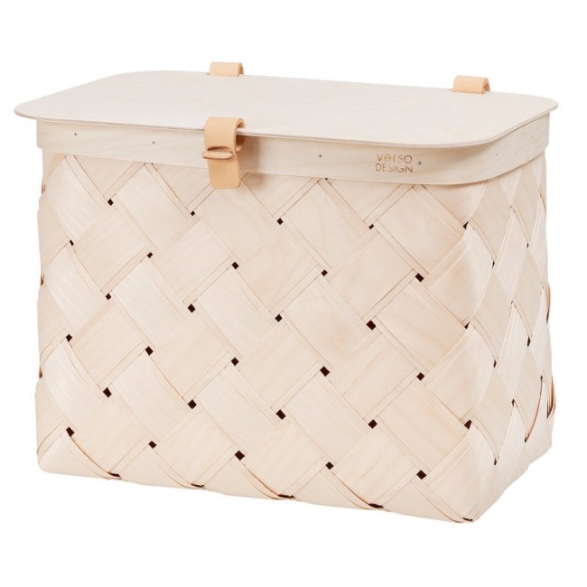 Verso Design Lastu birch basket with lid rectangle VDW29-201