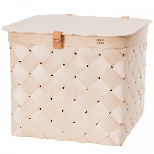 Verso Design Lastu birch basket with lid L VDWB16-201