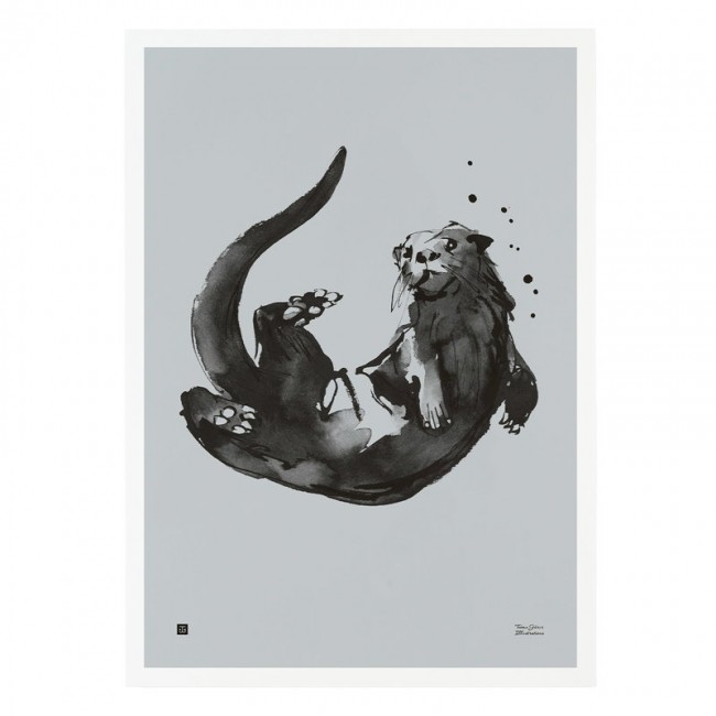 TEEMU JARVI ILLUSTRATIONS TE에뮤 Otter poster 50 x 70 cm water 블루 TJ6430065512332